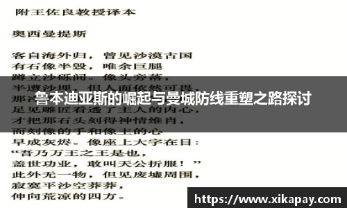 鲁本迪亚斯的崛起与曼城防线重塑之路探讨